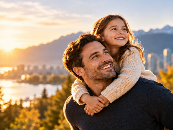 Father and daughter enjoying life together